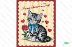 Happy Valentine&#039;s Day Kitty Illustration Card Product Image 1
