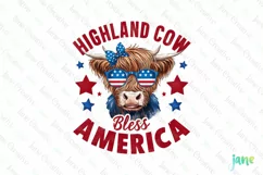 Animal Farm Highland Cow Bless America Clipart Product Image 1