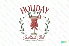Holiday Spirit Cocktail Club Vintage Christmas Clipart Product Image 1