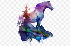 Colorful Horse Watercolor Sublimation Clipart Product Image 4
