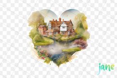 Houses On Canal Heart Watercolor Sublimation Clipart Product Image 5