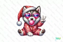 Groovy Christmas Husky Sibir And Bubblegum Clipart Product Image 1