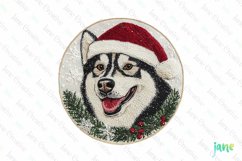 Embroidered Christmas Husky Sibir Dog Ornament Clipart Product Image 1
