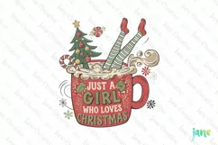 Just A Girl Who Loves Christmas Retro Christmas Clipart Product Image 1