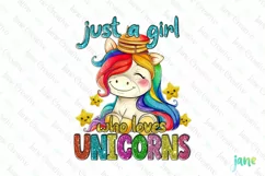 Just A Girl Who Loves Unicorns PNG Product Image 1