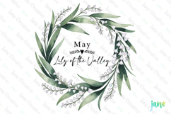 May - Watercolor Lily of the Valley Birth Month Flower Clipa Product Image 1