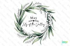 May - Watercolor Lily of the Valley Birth Month Flower Clipa Product Image 1