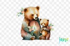 Mama And Baby Bear Watercolor Sublimation Clipart Product Image 3