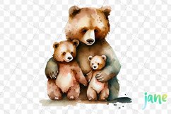 Mama And Baby Bear Watercolor Sublimation Clipart Product Image 7
