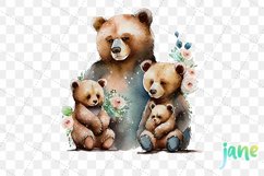 Mama And Baby Bear Watercolor Sublimation Clipart Product Image 5