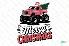 Merry Christmas Pink Truck Sublimation Product Image 1
