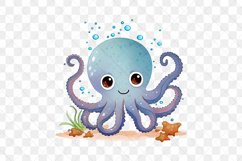 Animals Under The Sea Watercolor Sublimation Clipart Product Image 7