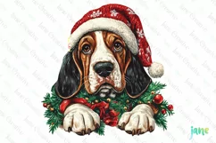 Basset Hound Dog Old Vintage Christmas Sublimation Product Image 1