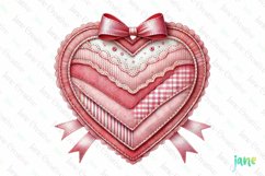 Patchwork Heart Valentine’s Day Clipart Product Image 1