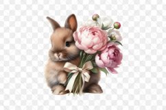 Rabbits And Peonies Bloom Clipart Product Image 2