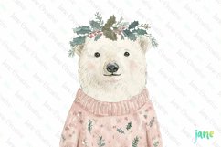 Bear Pink Jumper Animals Christmas Clipart Product Image 1