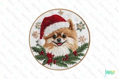 Embroidered Christmas Pomeranian Dog Ornament Clipart Product Image 1