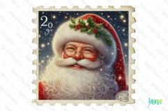 Postage Stamp Santa Claus Clipart Product Image 1