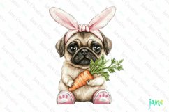 Easter Bunny Pug Dog Clipart Product Image 1