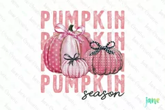 Vintage Pink Autumn Pumpkin Season Clipart Product Image 1