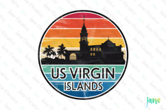 Us Virgin Islands Retro Cityscape Sublimation Clipart Product Image 1