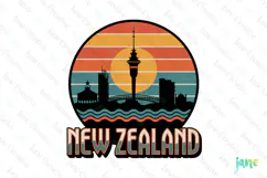 New Zealand Retro Cityscape Sublimation Clipart Product Image 1