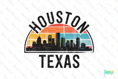 Houston Texas Retro Cityscape Sublimation Clipart Product Image 1