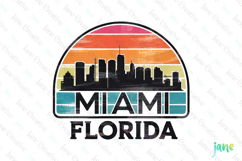 Miami Florida Retro Cityscape Sublimation Clipart Product Image 1
