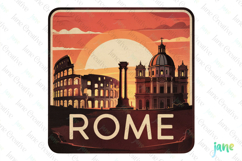 Rome Retro Cityscape Sublimation Clipart Product Image 1