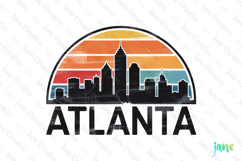 Atlanta Retro Cityscape Sublimation Clipart Product Image 1