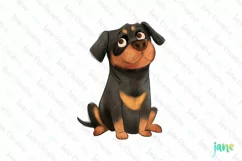 Funny Children's Rottweiler Dog Book Clipart Product Image 1