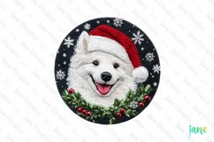 Embroidered Christmas Samoyed Dog Ornament Clipart Product Image 1