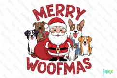 Merry Woofmas Santa Claus Quotes Sublimation Clipart Product Image 1