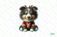 Crochet Christmas Shetland Sheepdog Dog Clipart Product Image 1