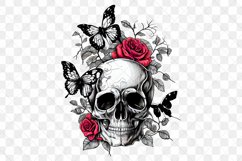 Skull And Butterflies Watercolor Sublimation Clipart Product Image 3
