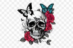 Skull And Butterflies Watercolor Sublimation Clipart Product Image 6