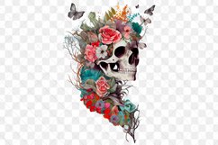 Skull Queen With Flowers Watercolor Sublimation Clipart Product Image 3