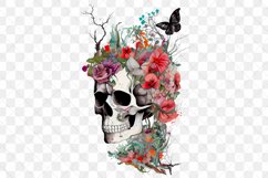 Skull Queen With Flowers Watercolor Sublimation Clipart Product Image 4