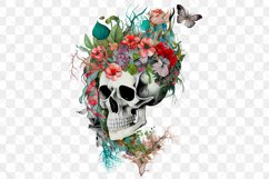 Skull Queen With Flowers Watercolor Sublimation Clipart Product Image 5