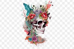 Skull Queen With Flowers Watercolor Sublimation Clipart Product Image 6