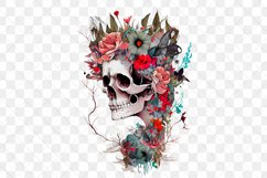 Skull Queen With Flowers Watercolor Sublimation Clipart Product Image 2