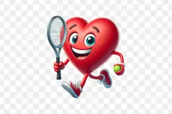 Cartoon Tennis Heart Character Clipart Product Image 2