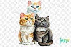 Cute Cats Watercolor Sublimation Clipart Product Image 5