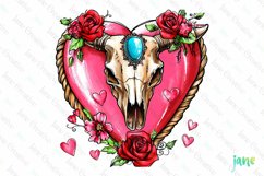 Valentine&#039;s Day Cow Skull Sublimation Product Image 1