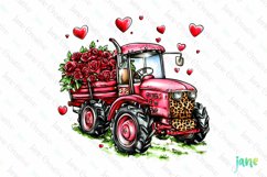 Valentine&#039;s Day Retro Pink Tractor Sublimation Product Image 1