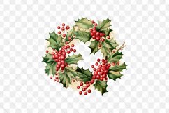 Vintage 1960s Holly Wreath Sublimation Clipart Product Image 2