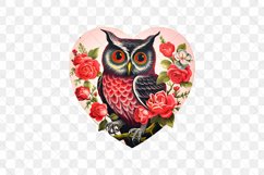 Vintage Owl With Rose Flowers Clipart Product Image 2
