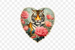 Vintage Tiger With Rose Flowers Clipart Product Image 2