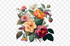 Vintage Flowers Watercolor Sublimation Clipart Product Image 10