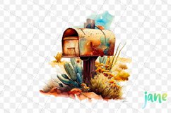 Vintage Mailbox Watercolor Sublimation Clipart Product Image 2